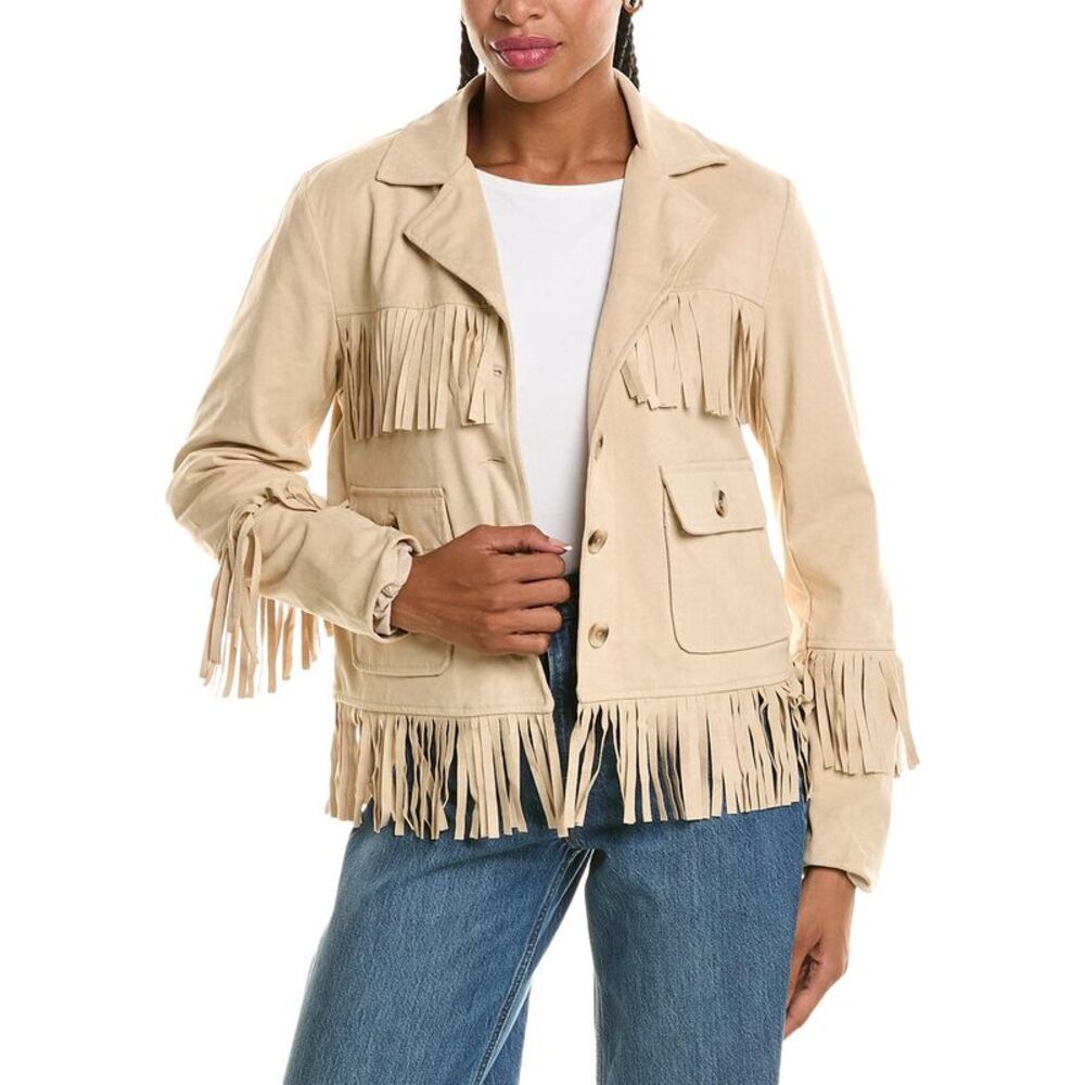 Stella + Lorenzo Womens  Short Fringe Jacket, Brown